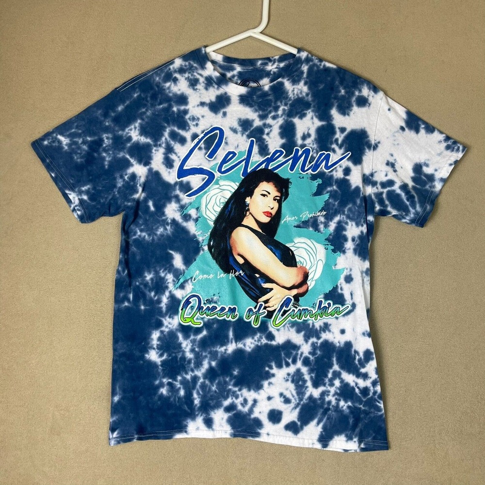 Selena T-Shirt Adult Medium Blue Tie Dye Selena Quintanilla Short Sleeve‎ Mens